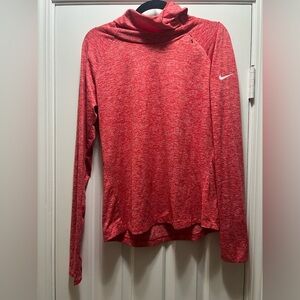 Nike Women's Red Heathered Long Sleeve Dri Fit Running Shirt Size Large